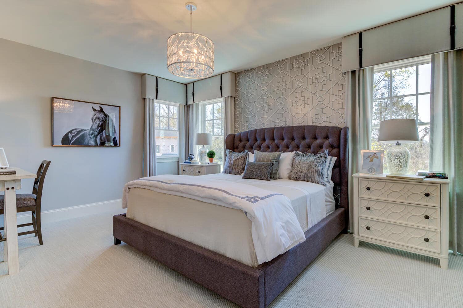 Master bedroom in a new home from Bentley Homes.